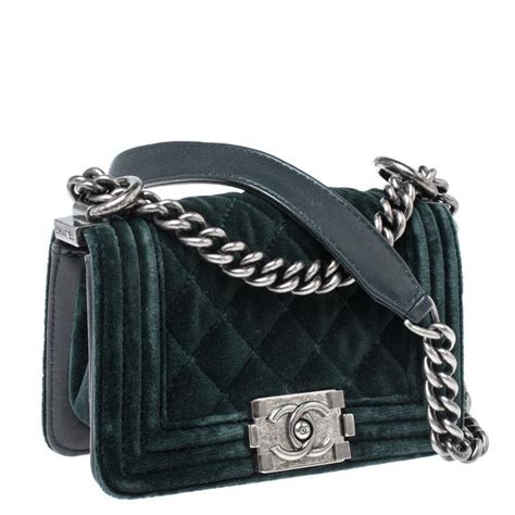 chanel boy green velvet|Chanel bag.